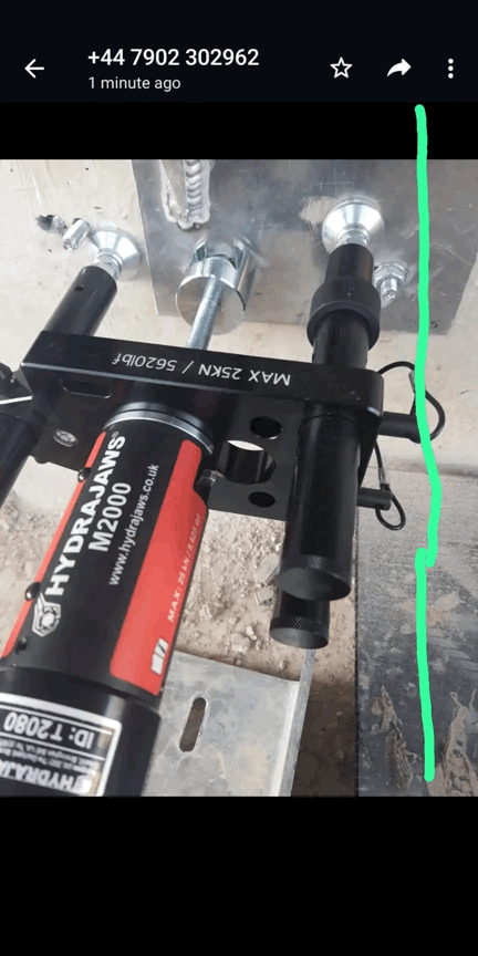 Hydrajaws M2000 pull out testing rig with gauge attached to metal bracket on site